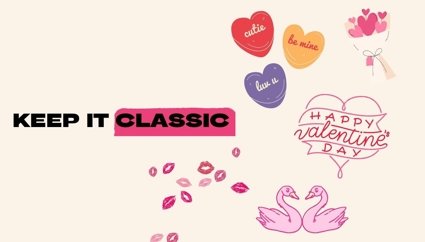 classic valentine's day merch design examples